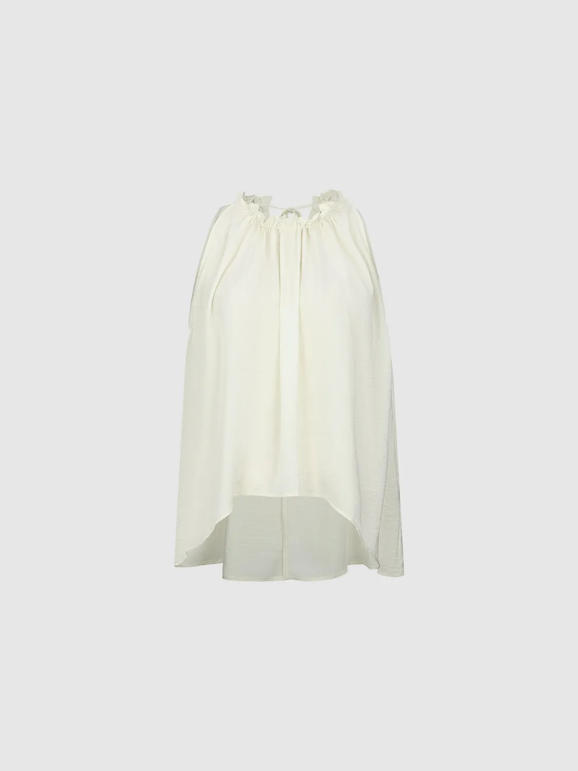Sleeveless Ruffle Tie Blouses
