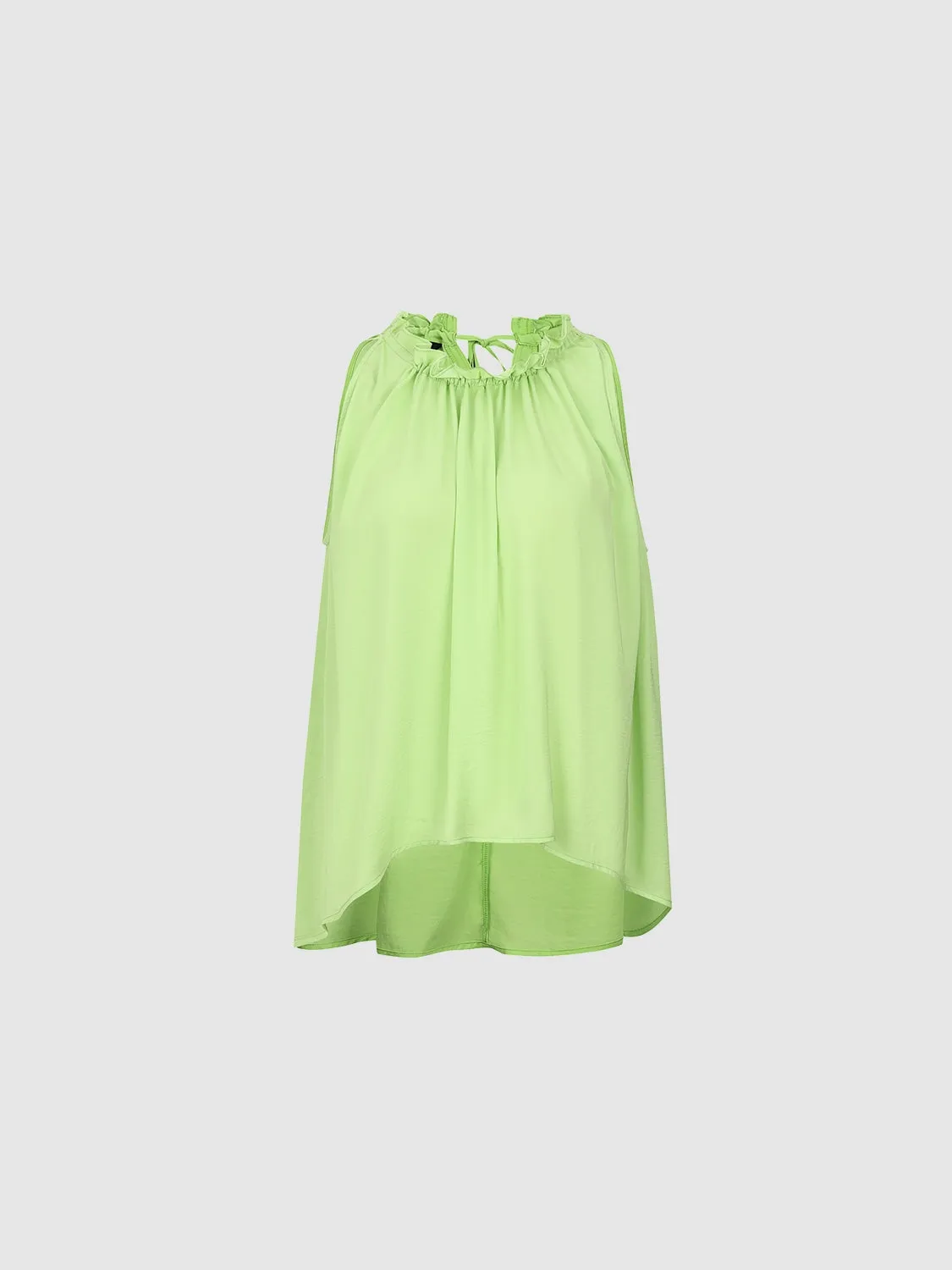 Sleeveless Ruffle Tie Blouses