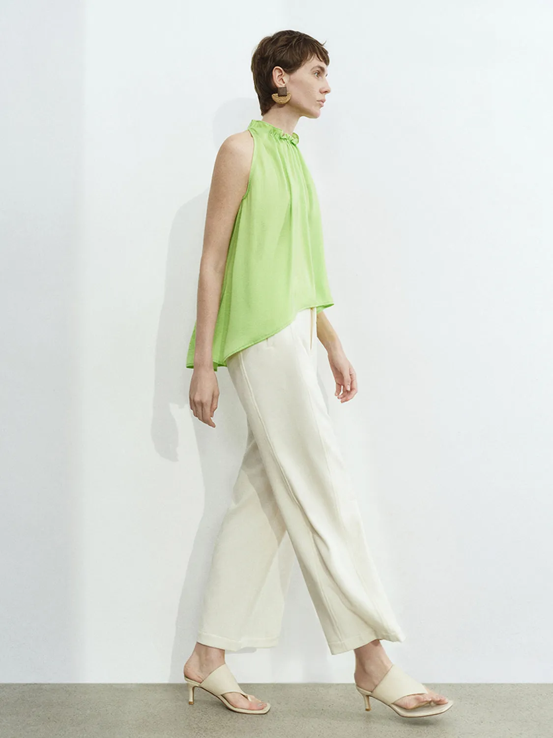 Sleeveless Ruffle Tie Blouses