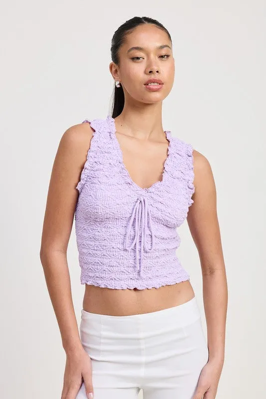 SLEEVELESS RUFFLE TOP