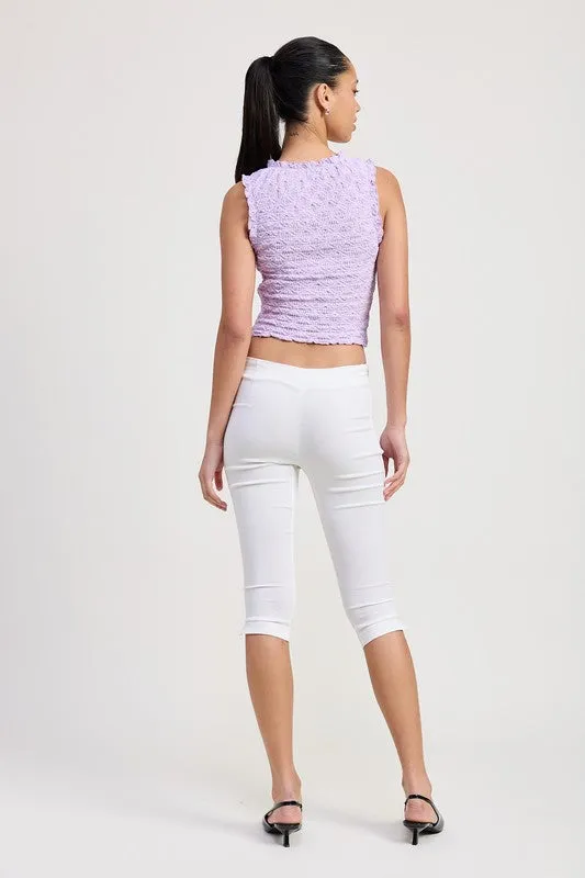 SLEEVELESS RUFFLE TOP