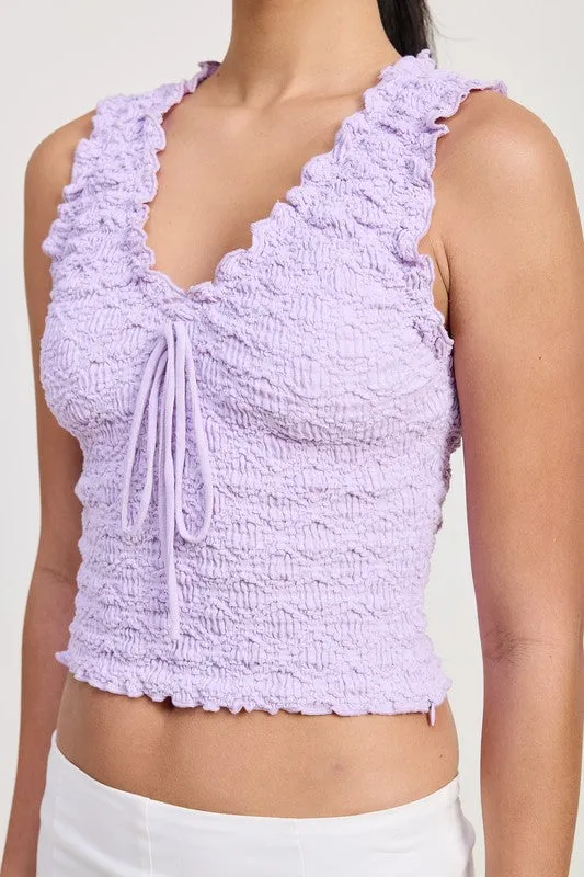 SLEEVELESS RUFFLE TOP