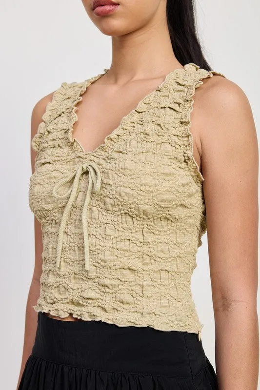 SLEEVELESS RUFFLE TOP