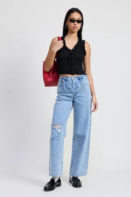 SLEEVELESS RUFFLE TOP