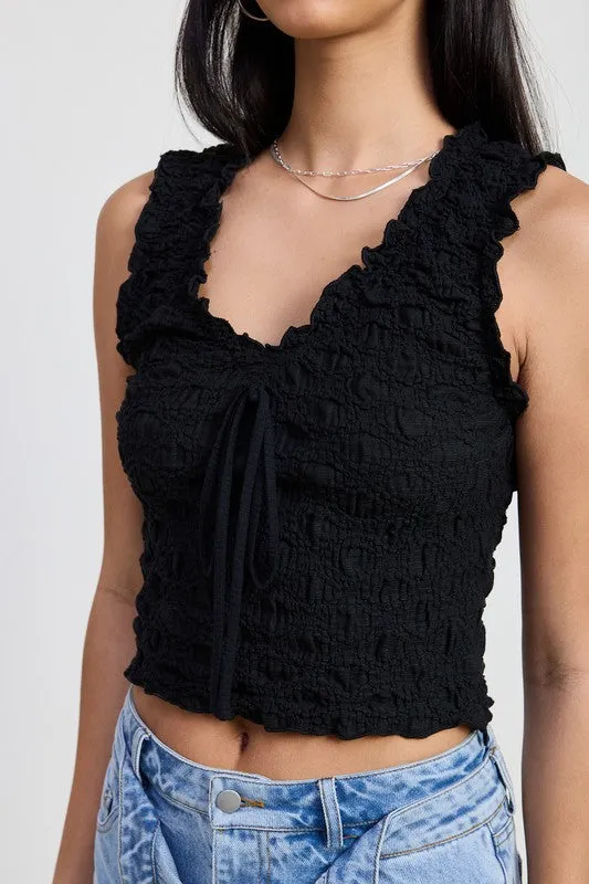 SLEEVELESS RUFFLE TOP