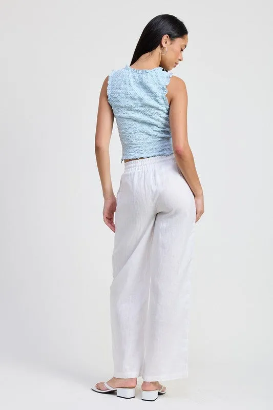SLEEVELESS RUFFLE TOP