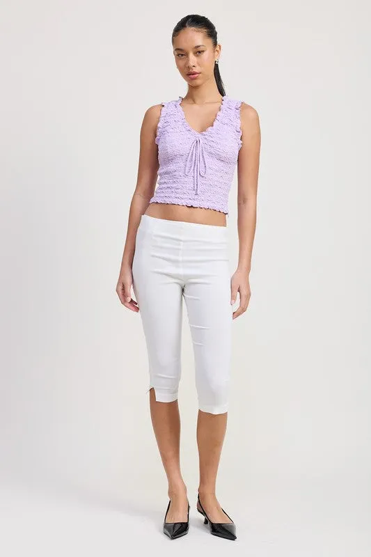 SLEEVELESS RUFFLE TOP