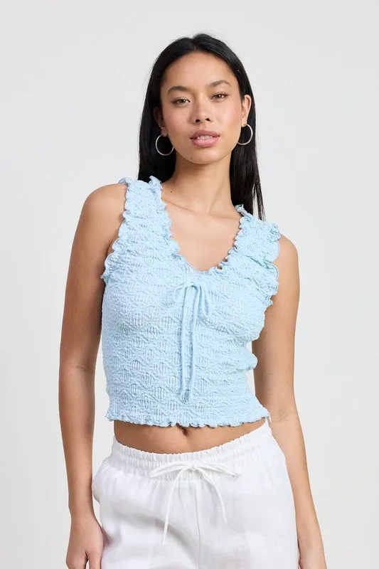 SLEEVELESS RUFFLE TOP