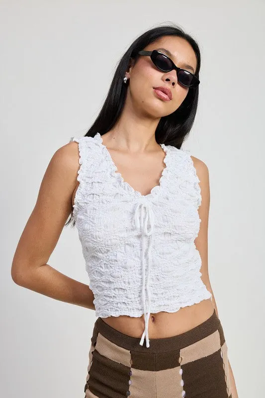 SLEEVELESS RUFFLE TOP