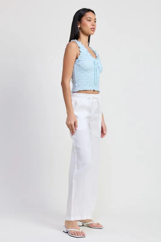 SLEEVELESS RUFFLE TOP