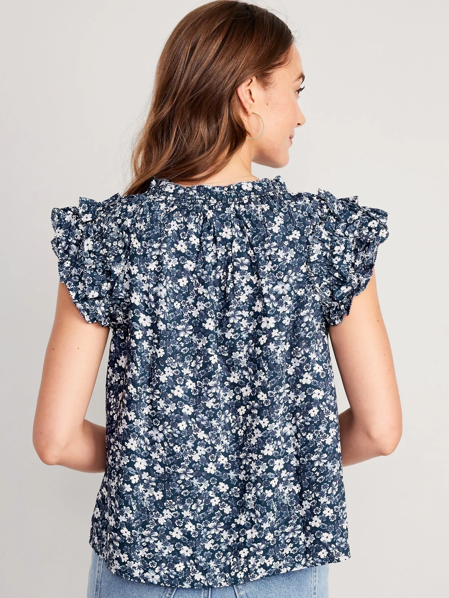 Sleeveless Ruffle-Trim Smocked Top for Women