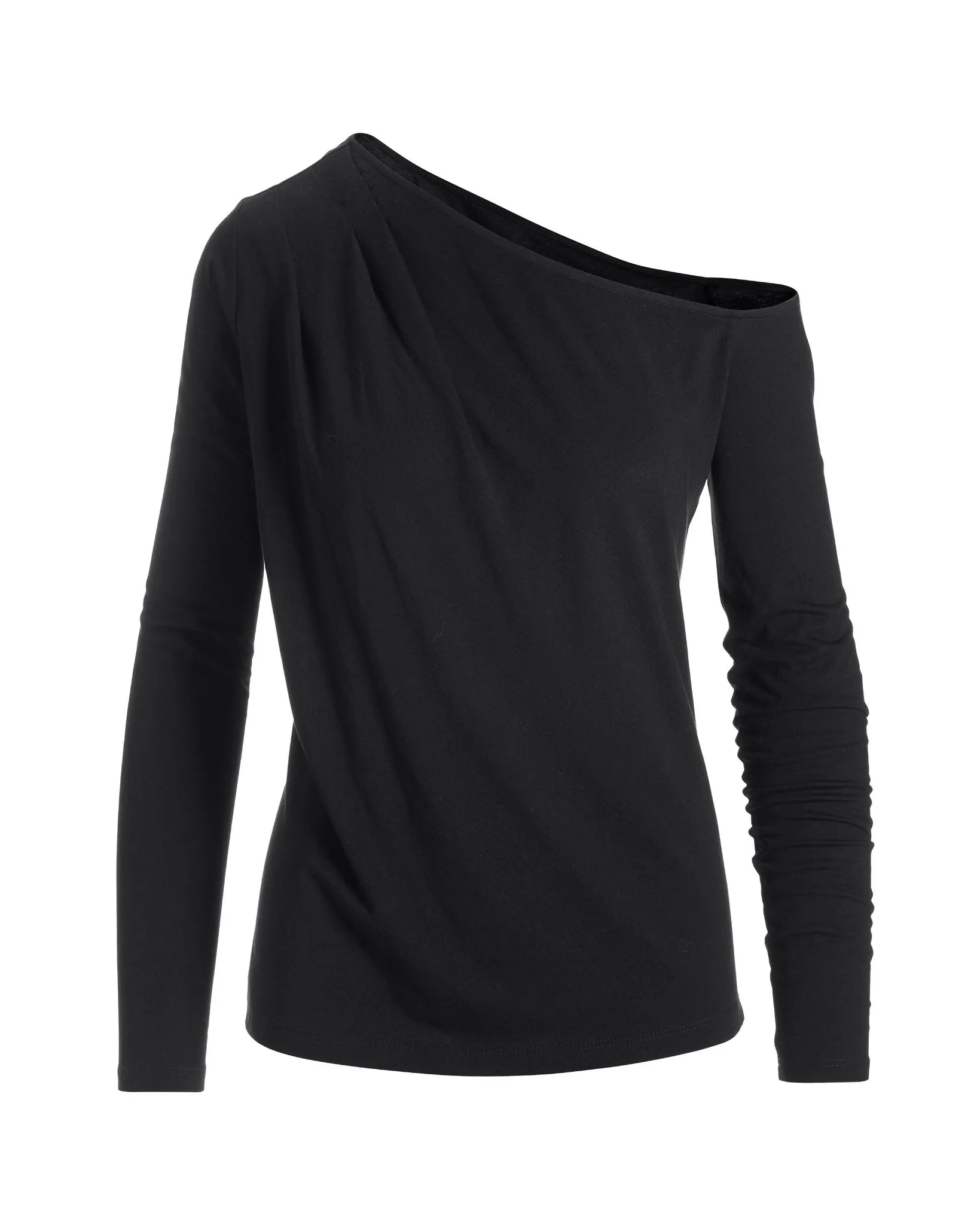 Slouchy Long-Sleeve Knit Tee Black