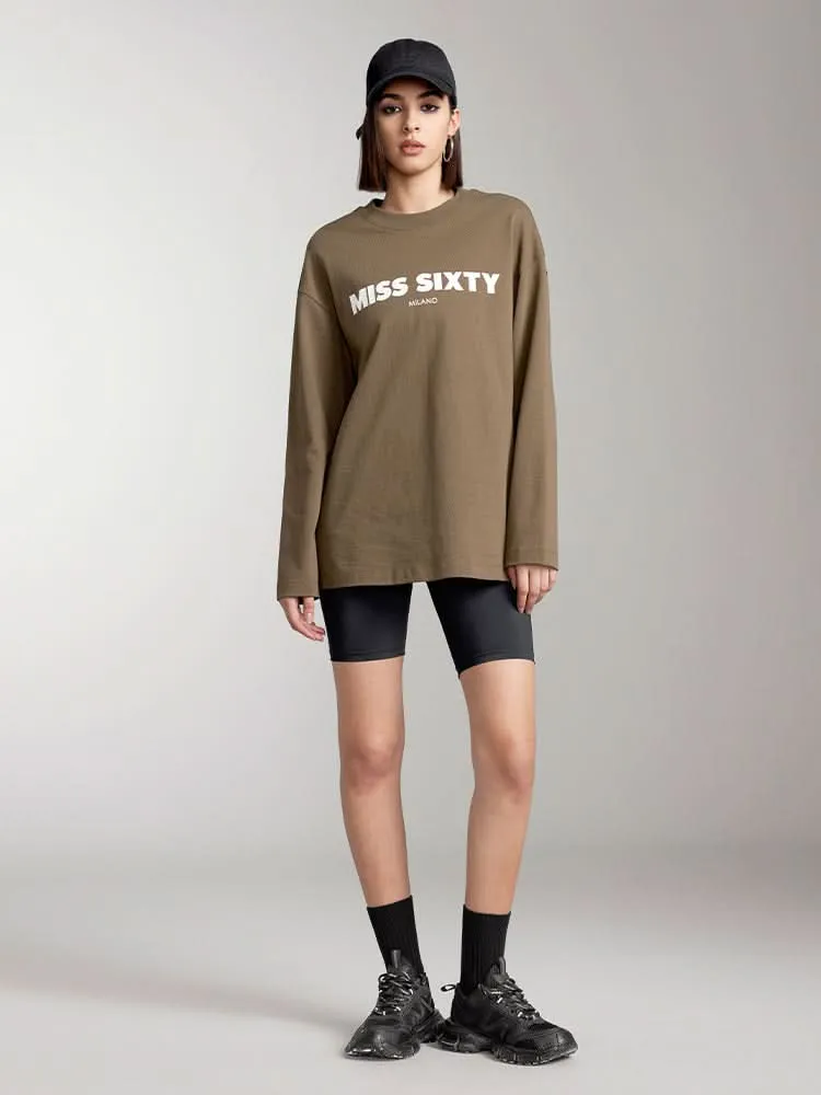 Slouchy Long Sleeves Printed T-Shirt