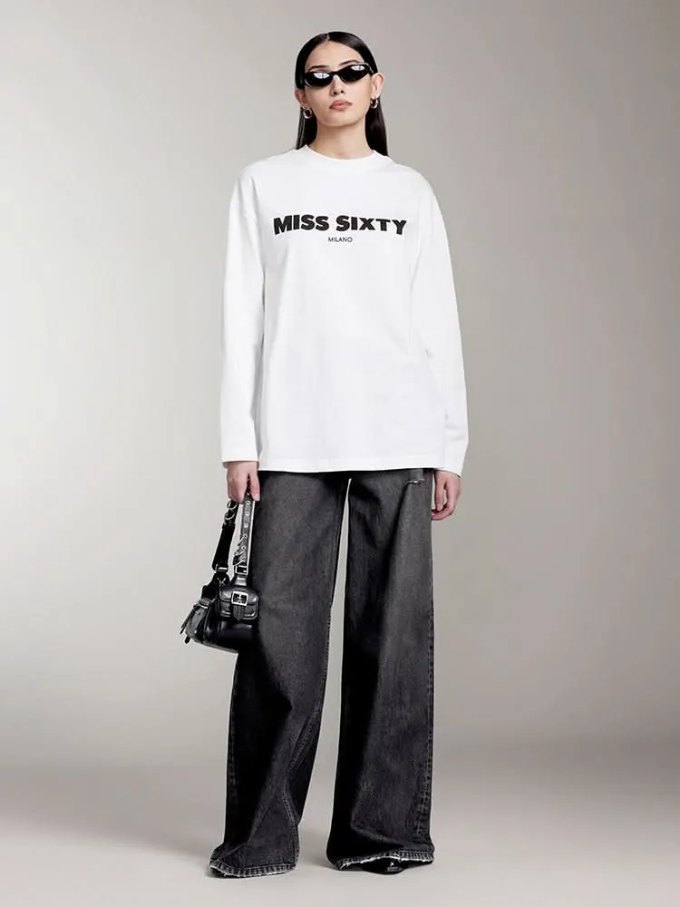 Slouchy Long Sleeves Printed T-Shirt