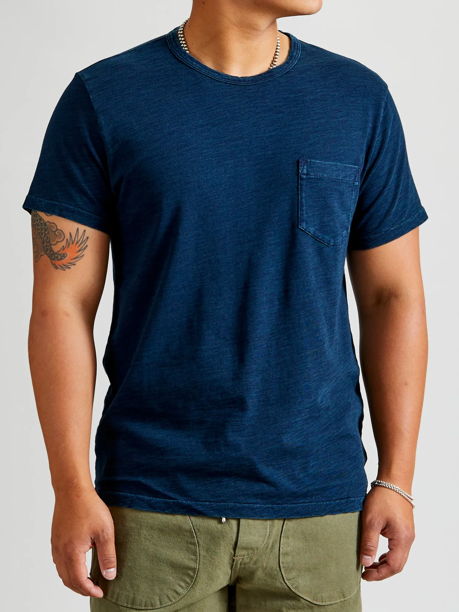 Slub Jersey Pocket T-Shirt in Indigo