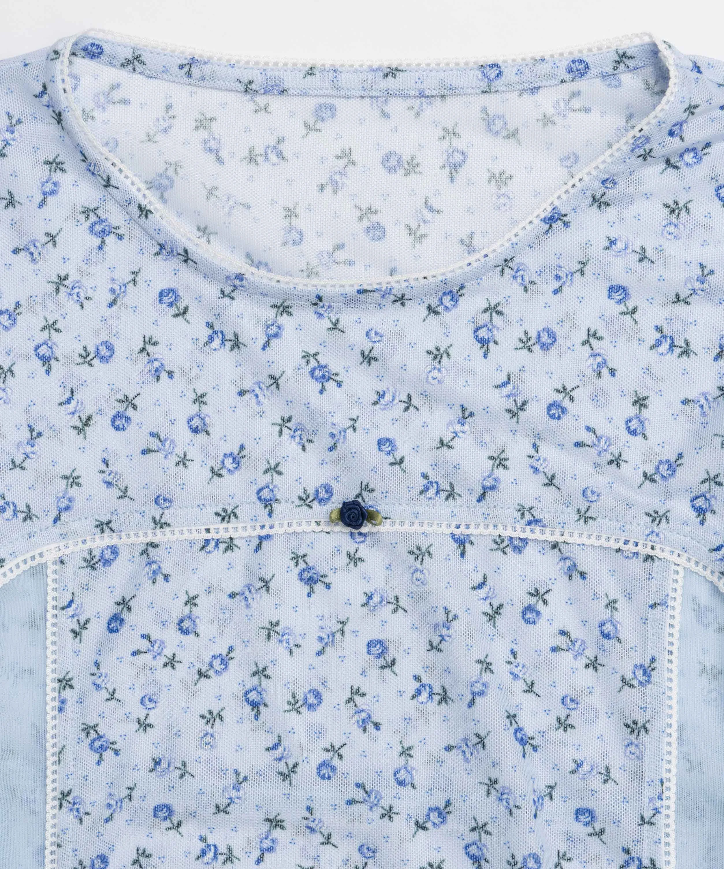 Small Floral Pattern Mesh Fabric Inner Tops