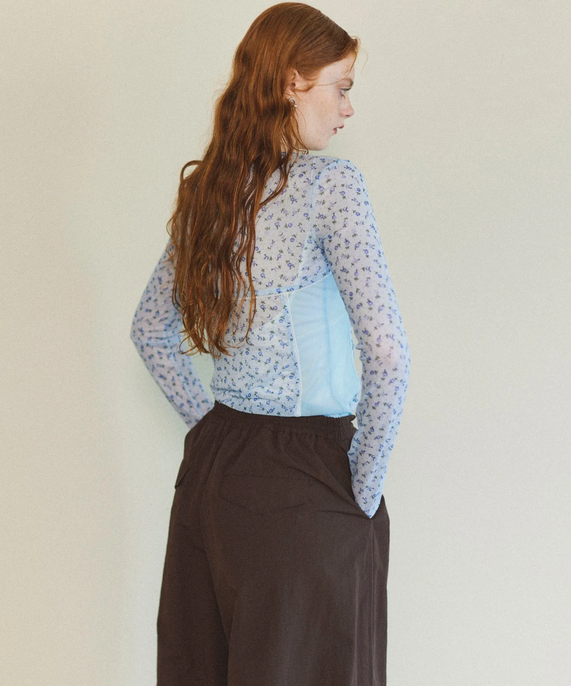 Small Floral Pattern Mesh Fabric Inner Tops