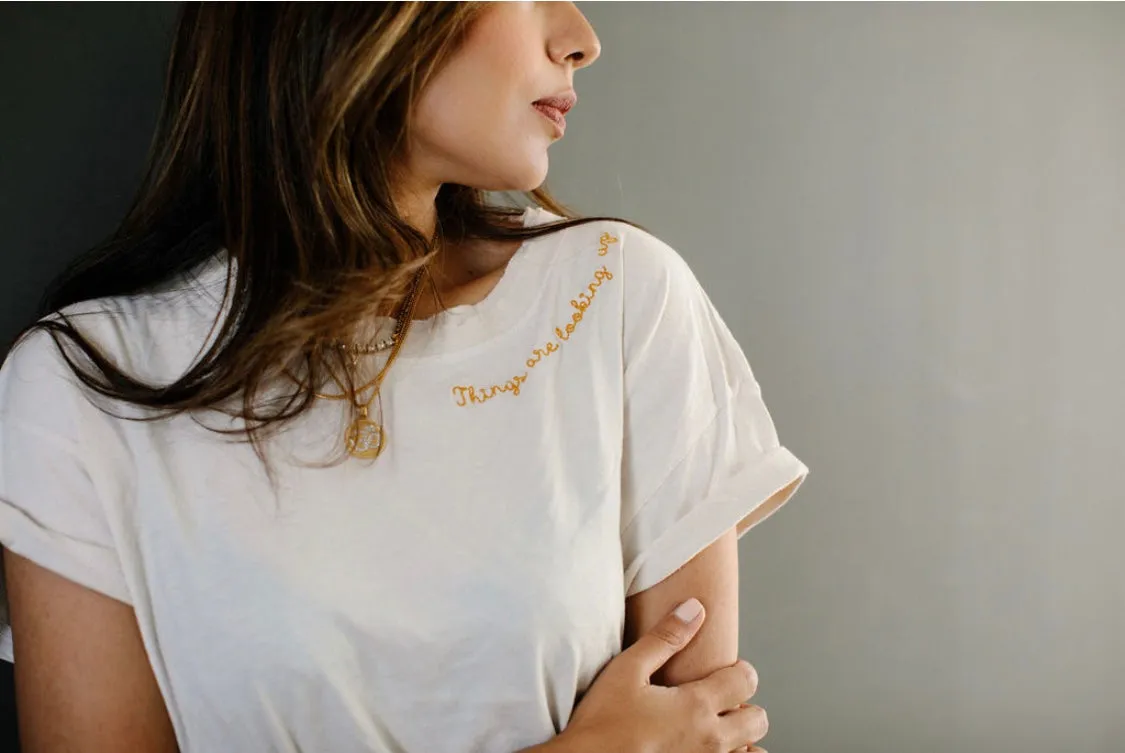 SOLD OUT! THINGS ARE LOOKING UP® X MATE Vintage Boxy Crew Organic Cotton Crew Shirt