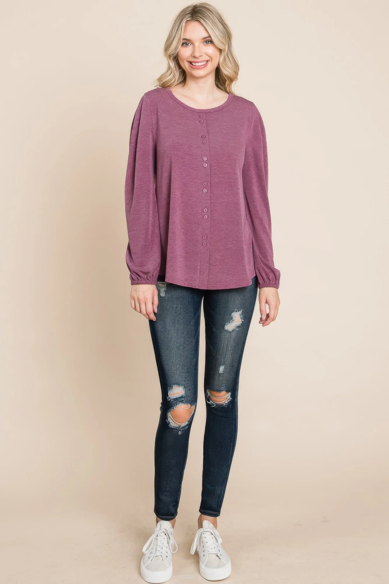 Solid Tr Spandex Long Sleeve Top