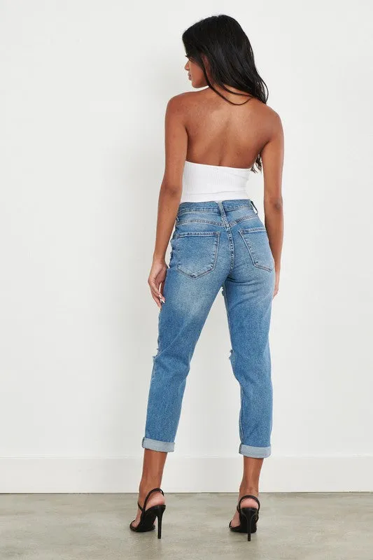 Sophisticated High Waisted Boyfriend Jeans