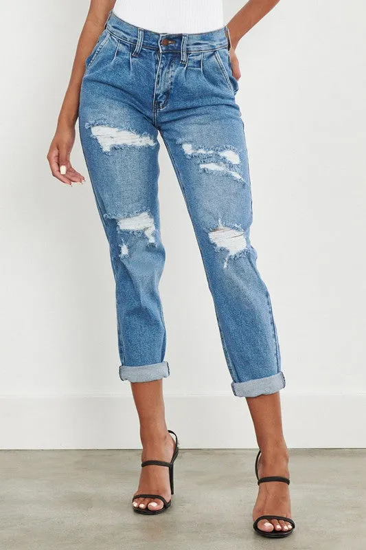 Sophisticated High Waisted Boyfriend Jeans