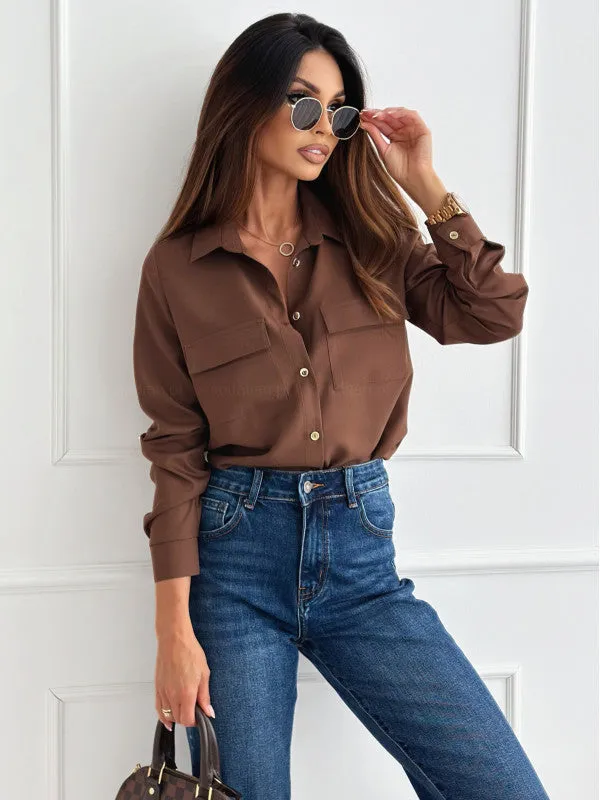 Sophisticated Solid Button-Down Long-Sleeve Shirt for Effortless Elegance