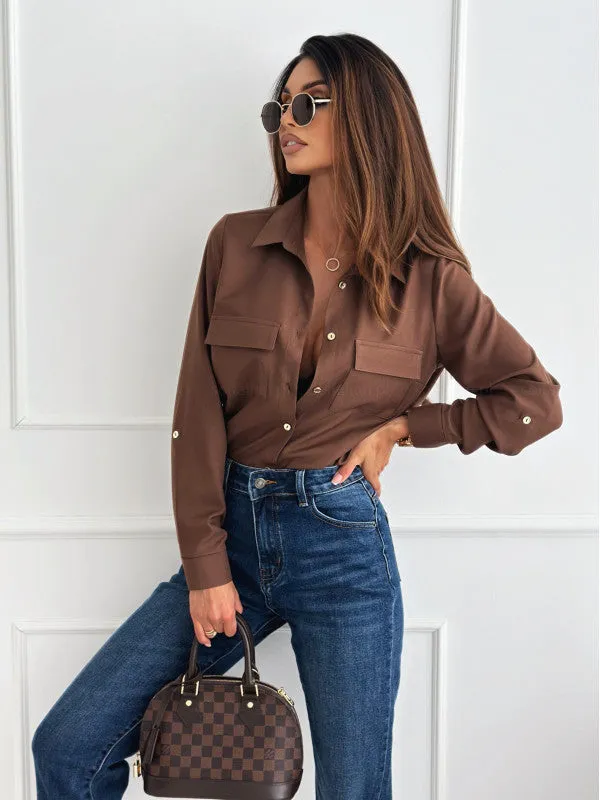 Sophisticated Solid Button-Down Long-Sleeve Shirt for Effortless Elegance