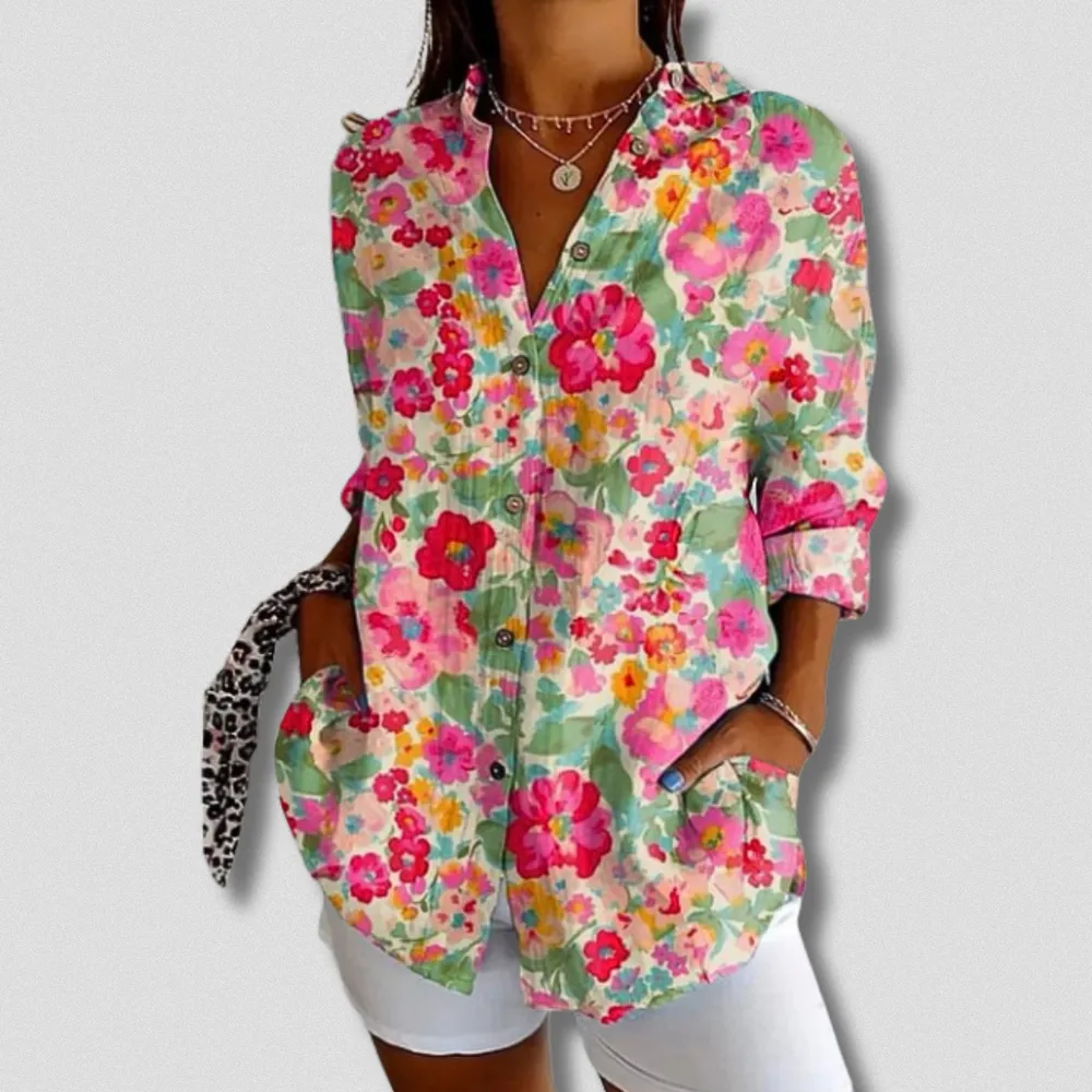 Stefanie | Long Sleeve Floral Button-Down Shirt