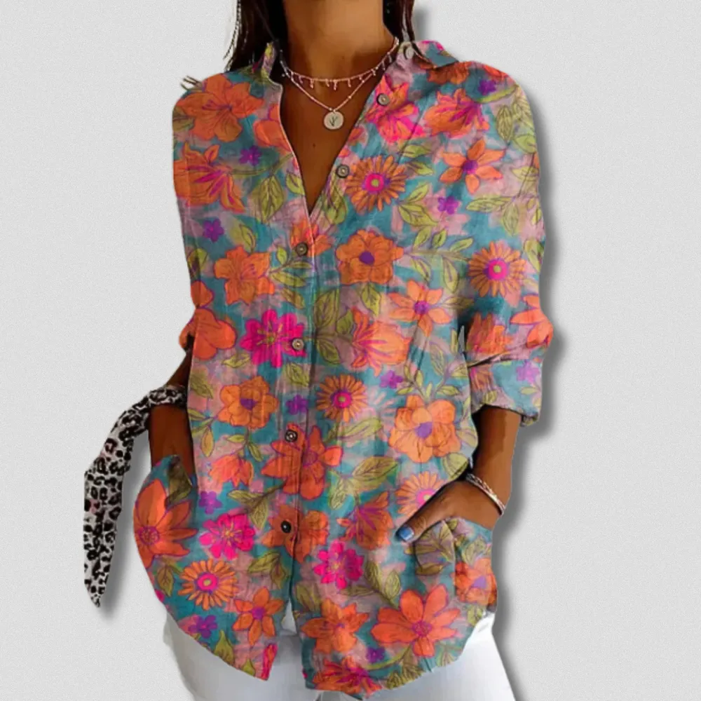 Stefanie | Long Sleeve Floral Button-Down Shirt