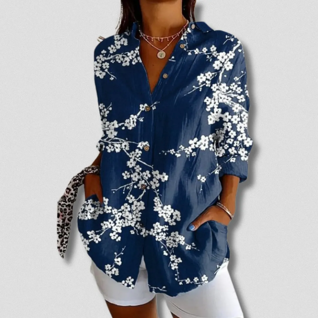 Stefanie | Long Sleeve Floral Button-Down Shirt