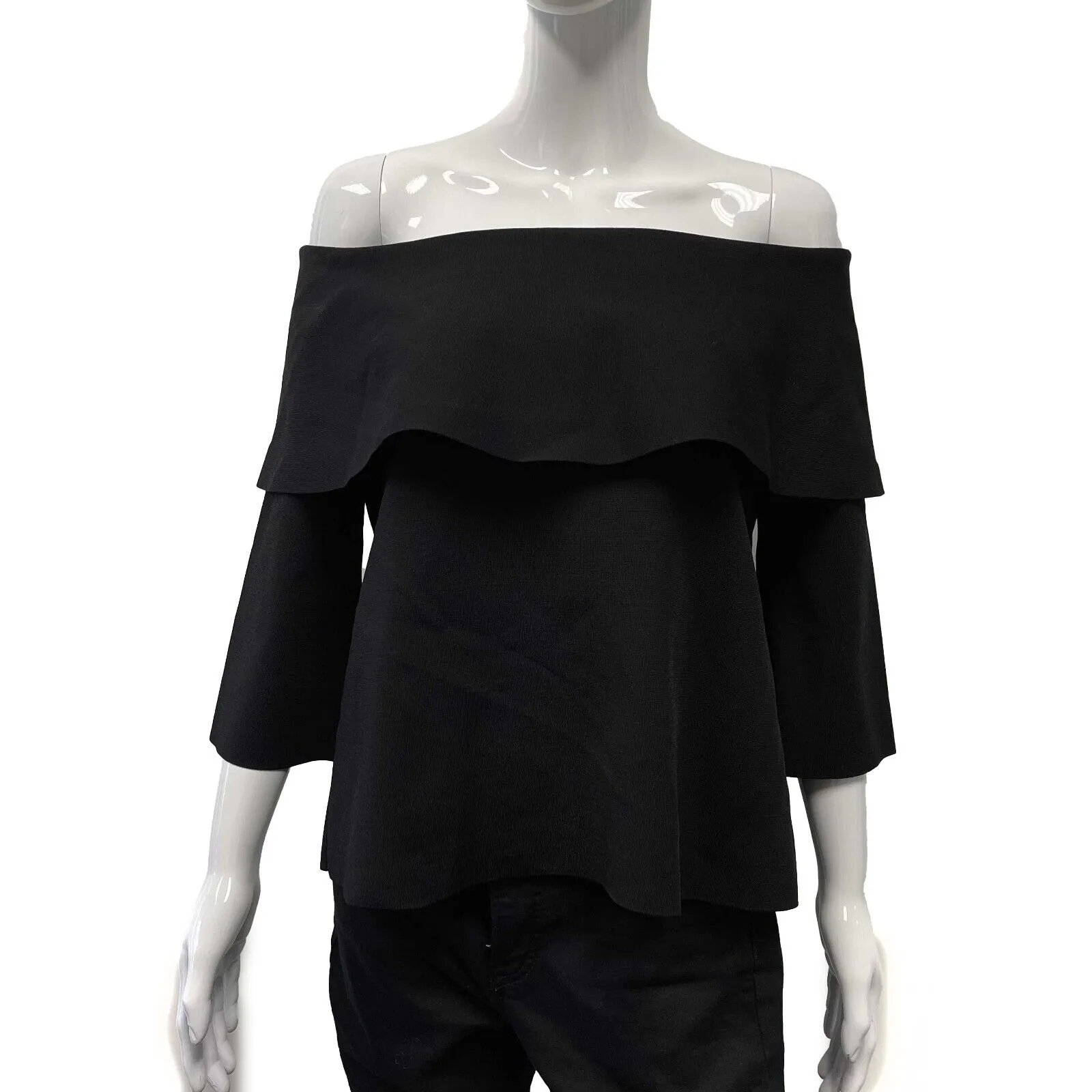 Stella McCartney - Excellent - Off Shoulder Ruffle - Black Top - 40 US 6