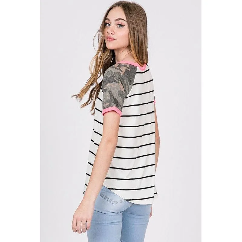 STRIPE RAGLAN SLEEVE TOP