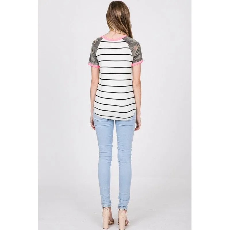 STRIPE RAGLAN SLEEVE TOP
