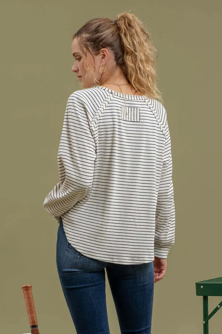 Striped Raglan Sleeve Top
