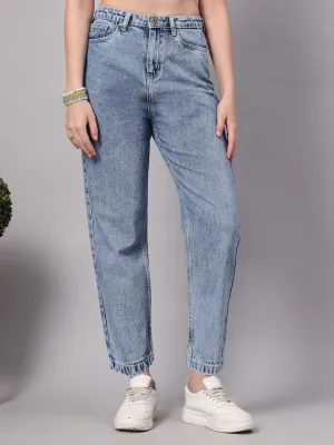 Style Quotient Women Mid Blue Mom Fit High Rise Jeans