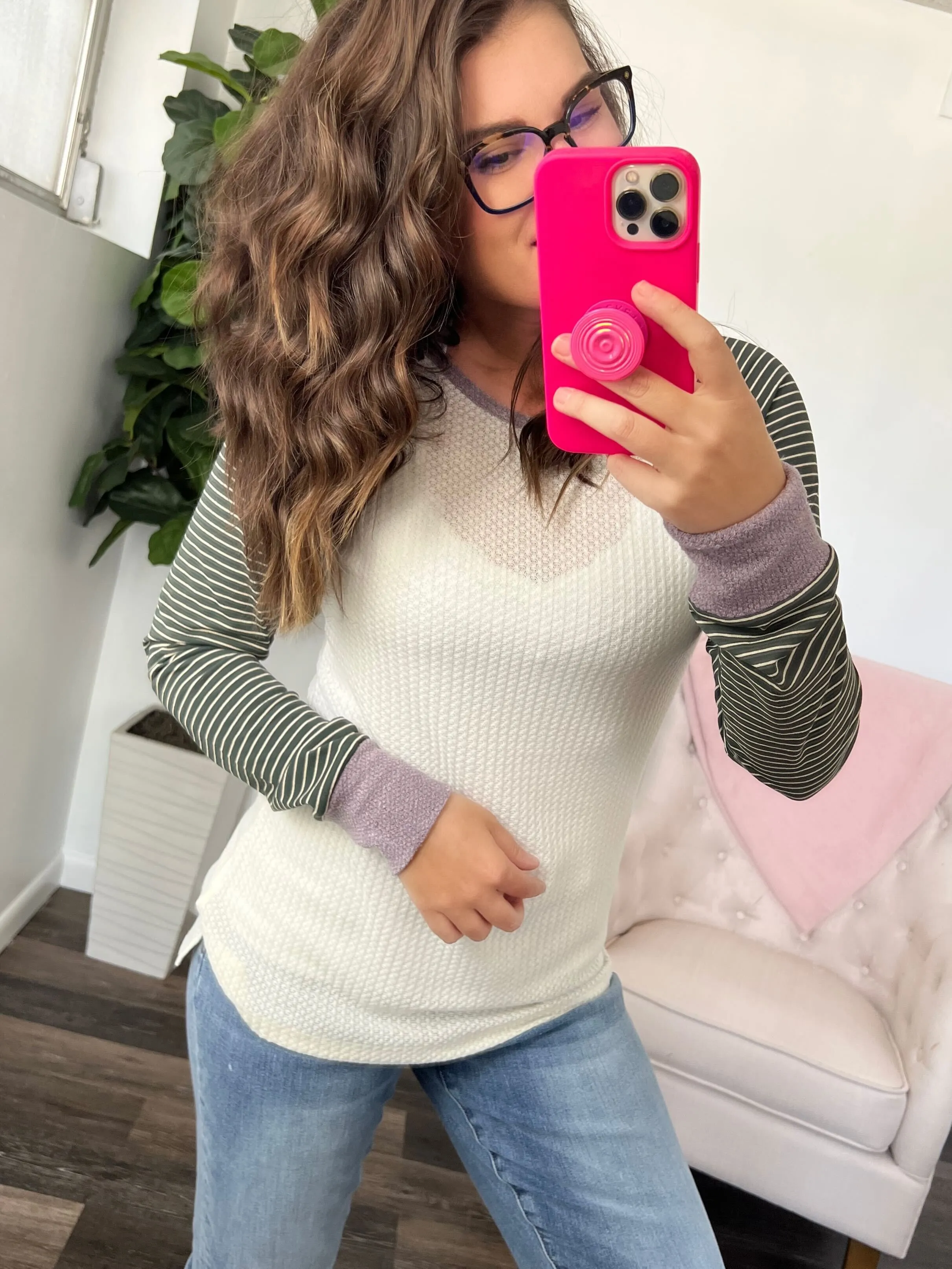 Suave Stripes Raglan Top