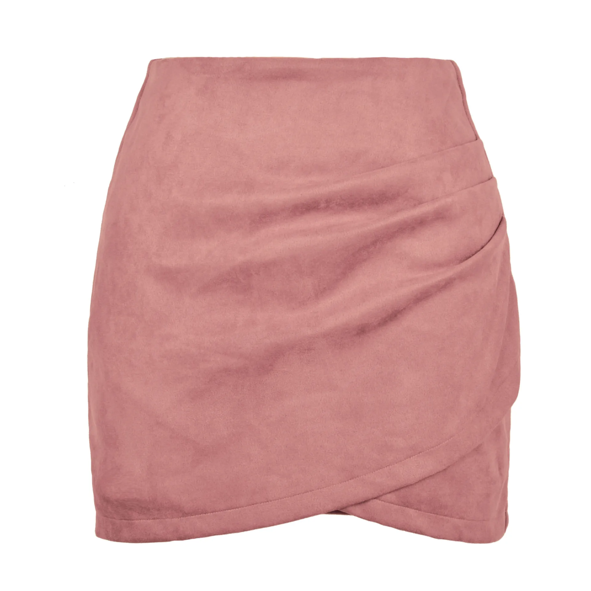 Suede Asymmetrical Skirt with Back Zip Up