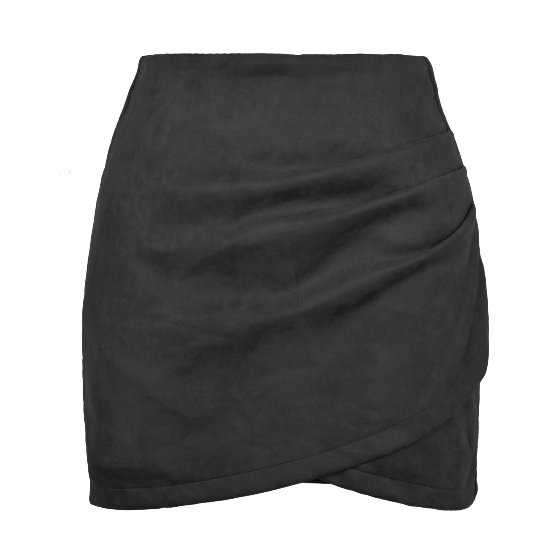 Suede Asymmetrical Skirt with Back Zip Up