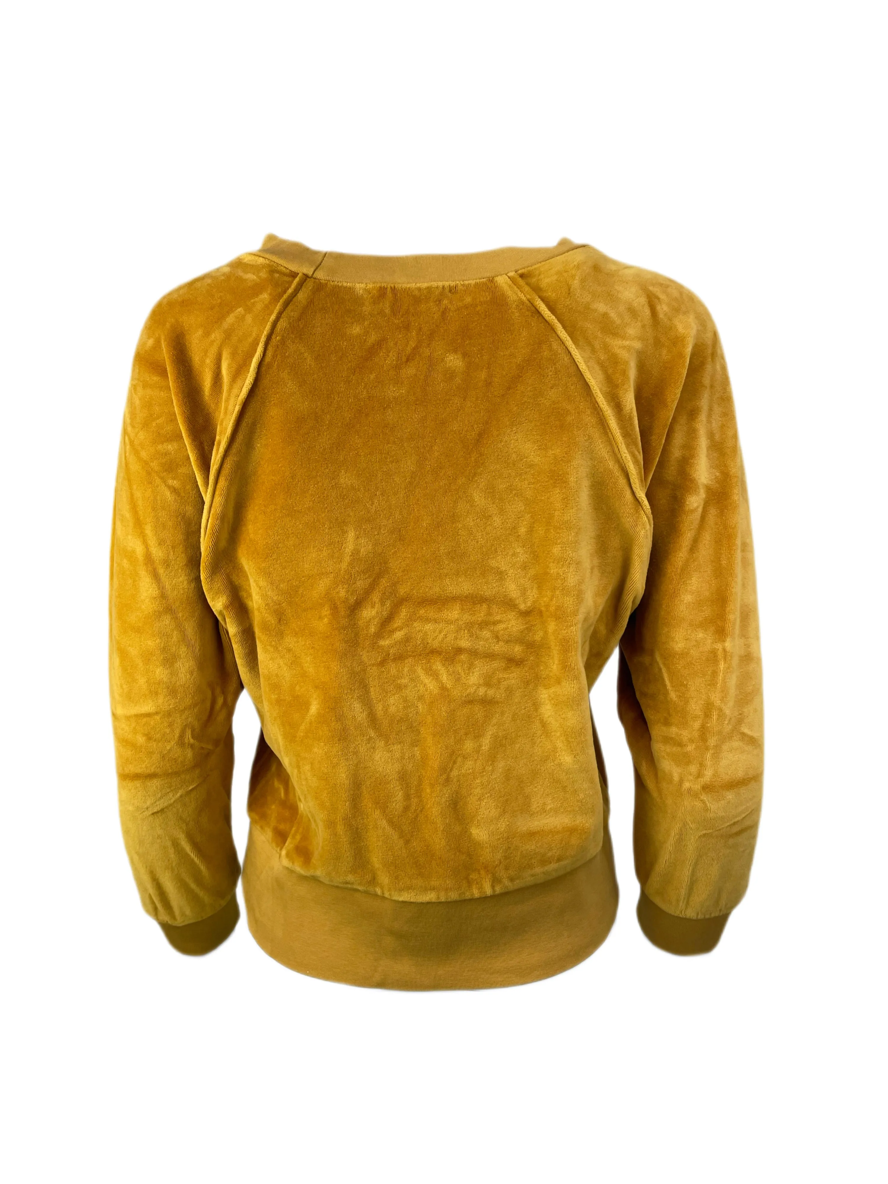 SUZIE KONDI Women's Yellow Velour Raglan Top #322 S NWT