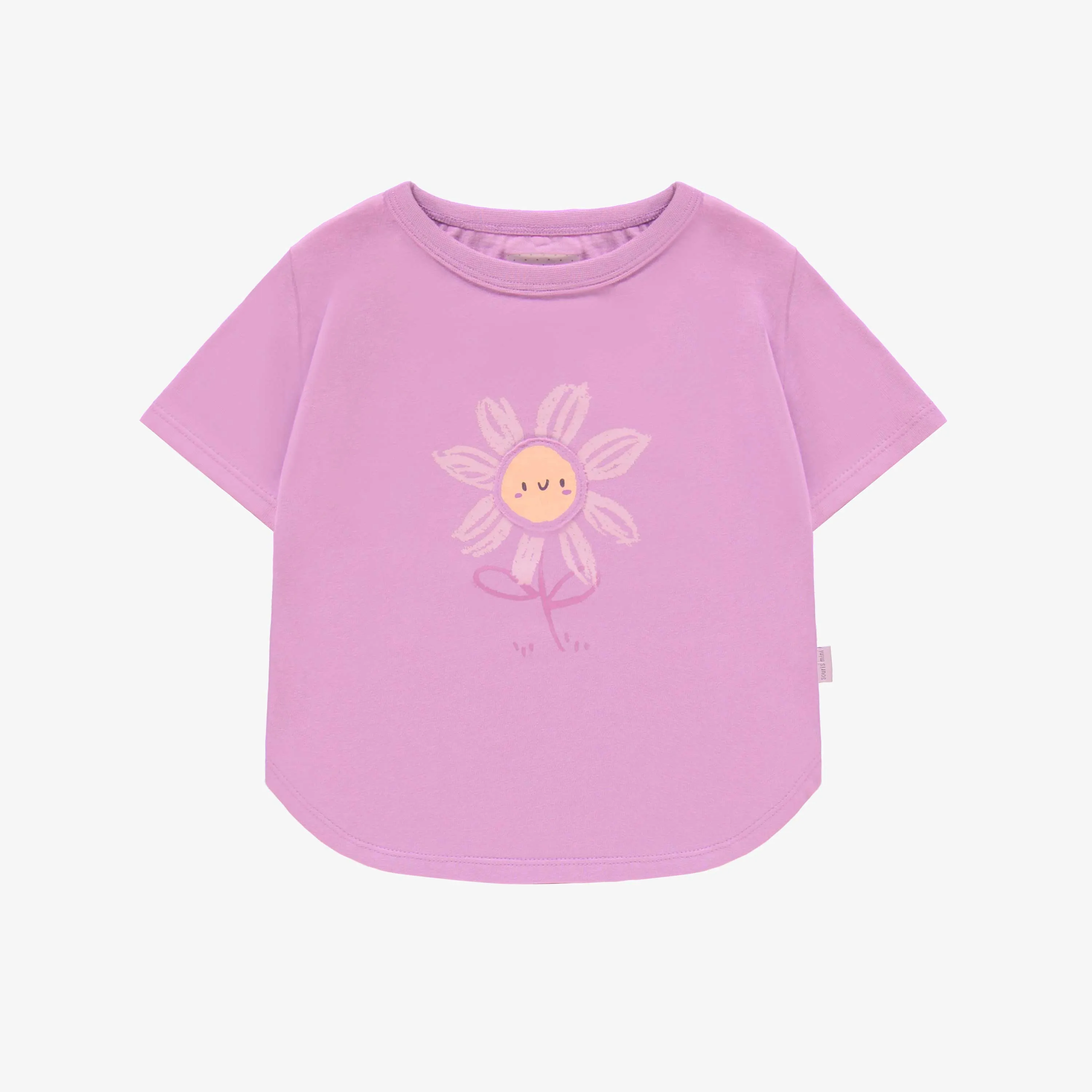 T-shirt à manches courtes mauve en jersey, bébé || Purple short sleeves t-shirt, in jersey, baby