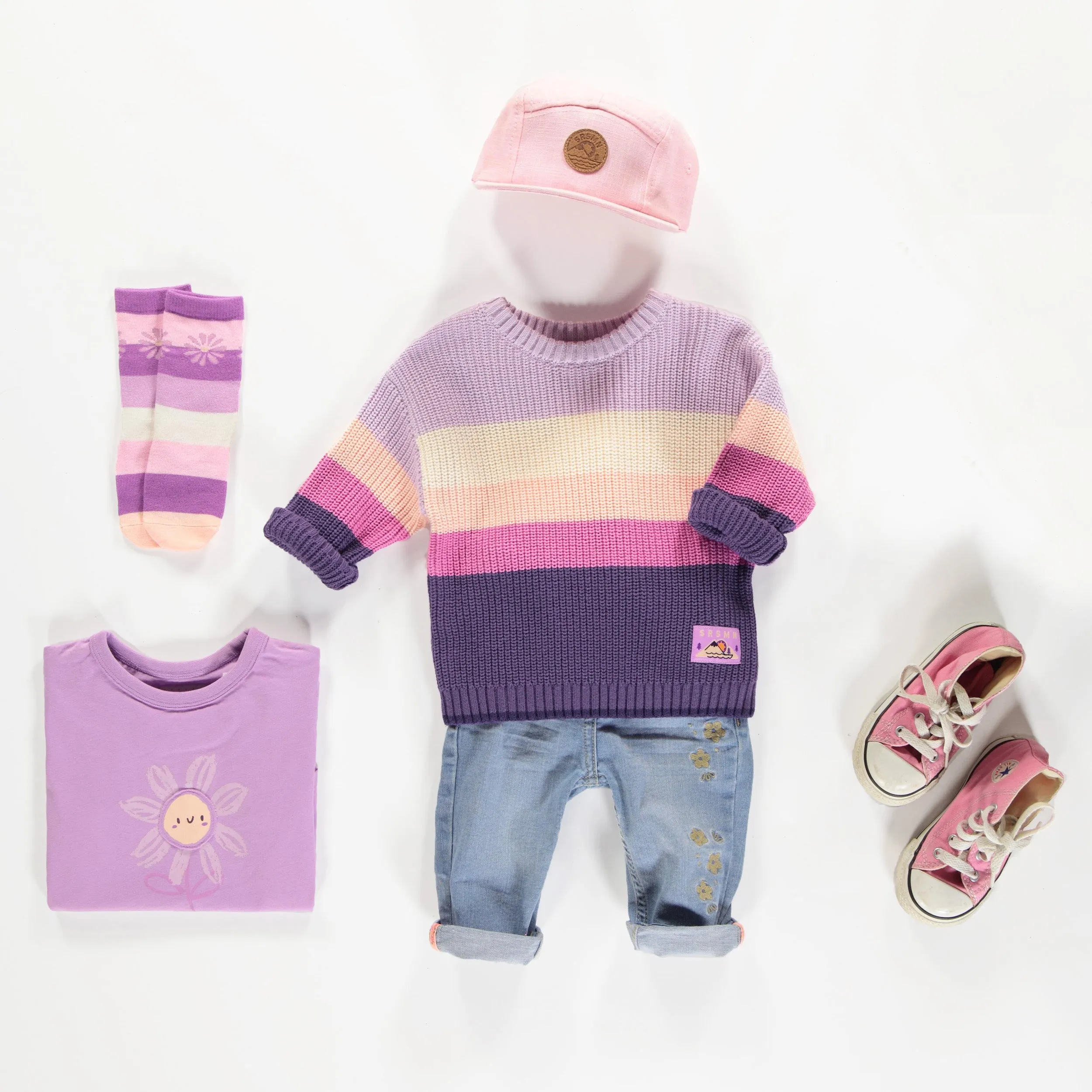 T-shirt à manches courtes mauve en jersey, bébé || Purple short sleeves t-shirt, in jersey, baby