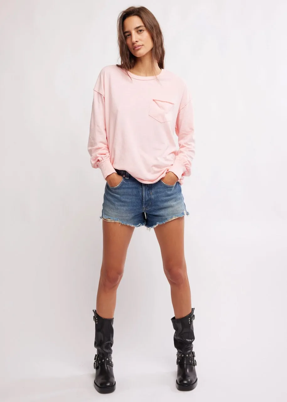 T-shirt maniche lunghe Fade Into You in Pale Rosette di Free People