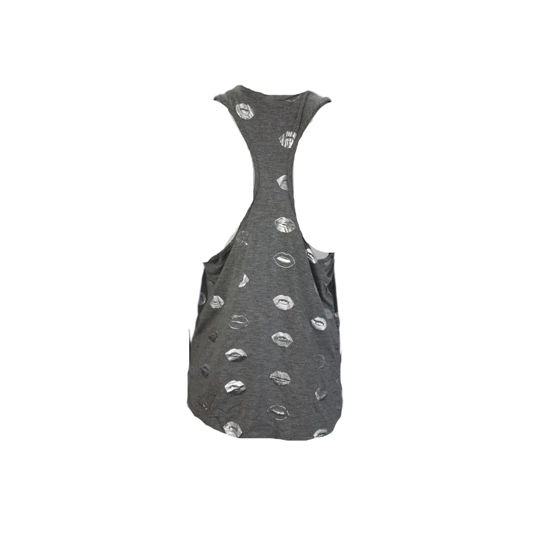 TEREZ Women's Grey Foil Printed Raglan Raceback #22168307 NWT