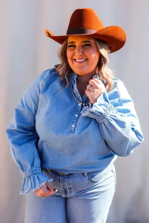 The Dreamcatcher Denim Long Sleeve Blouse