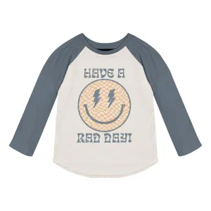TINY WHALES- Have A Rad Day Long Sleeve Raglan (navy/natural)