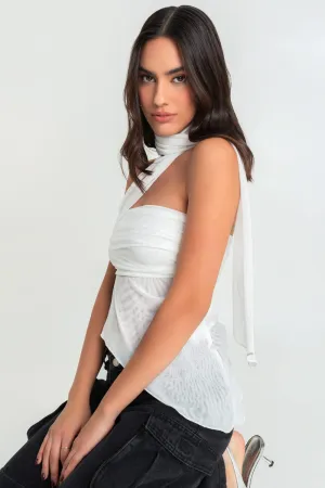 Top tubo asimétrico mesh con choker