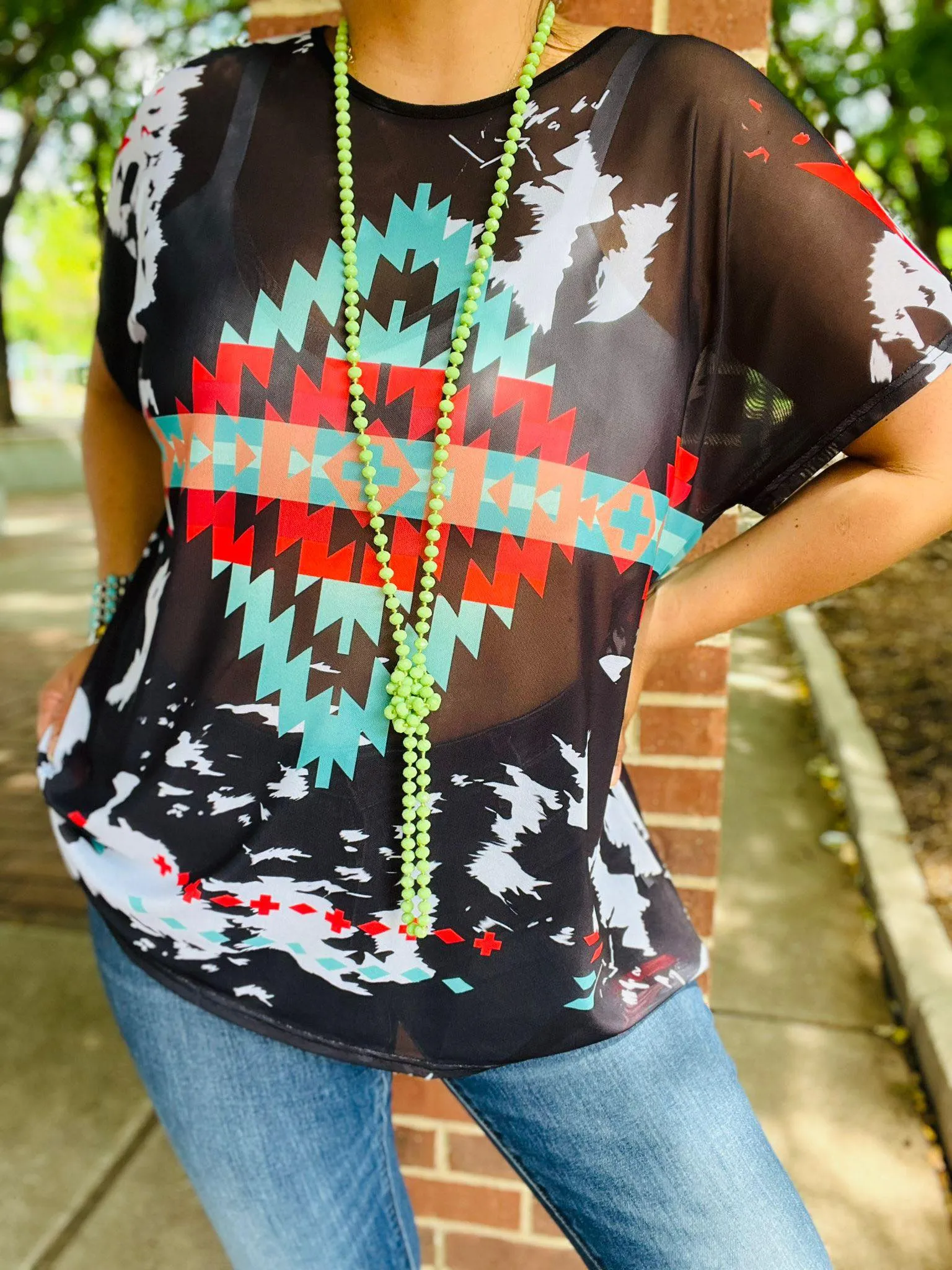 Tribal sheer top