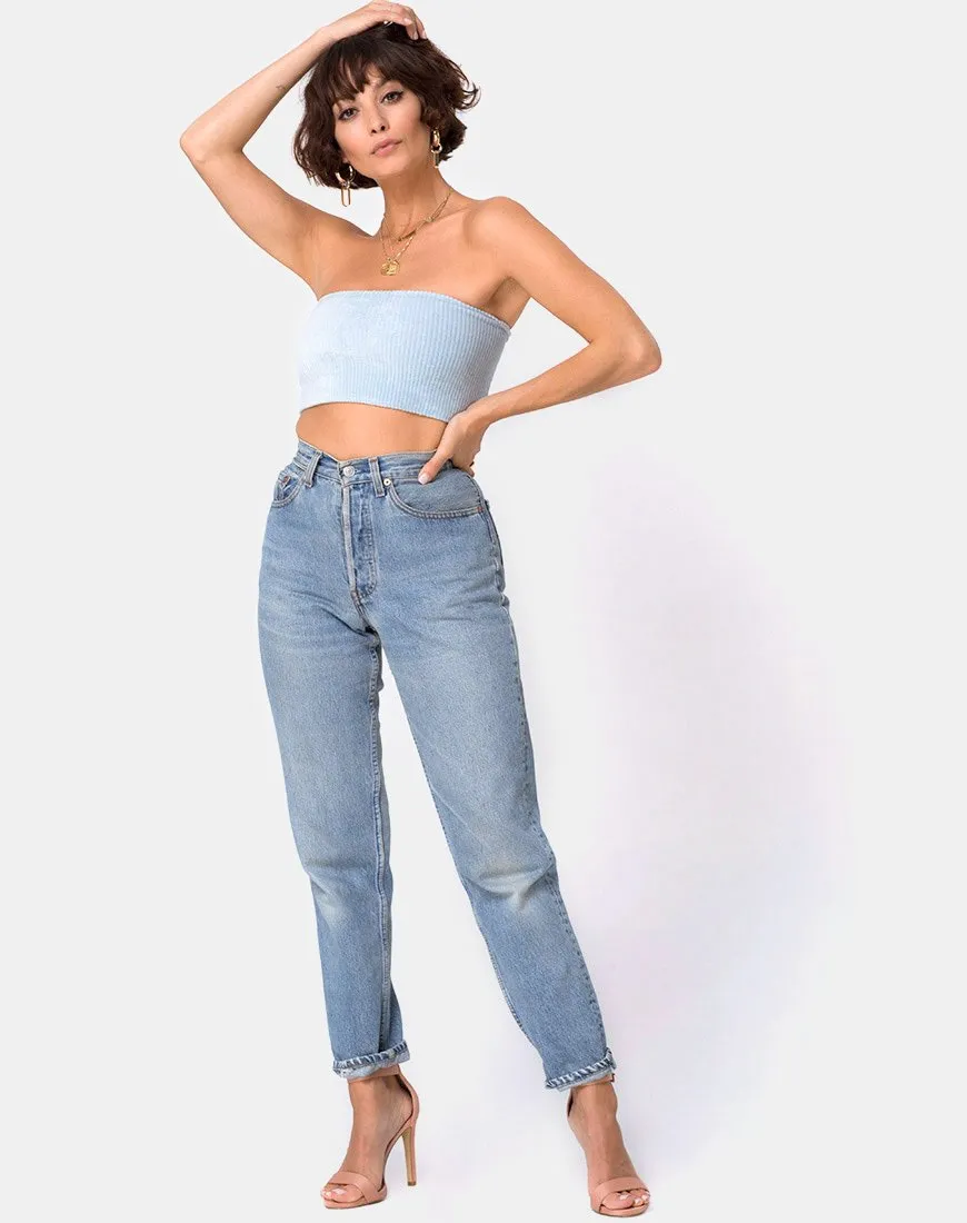 Tube Top in Fluffy Knit Baby Blue