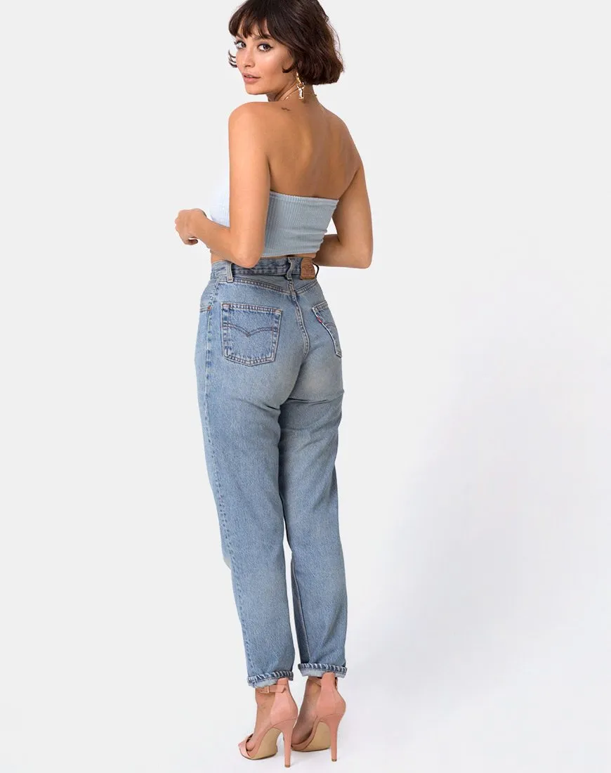 Tube Top in Fluffy Knit Baby Blue