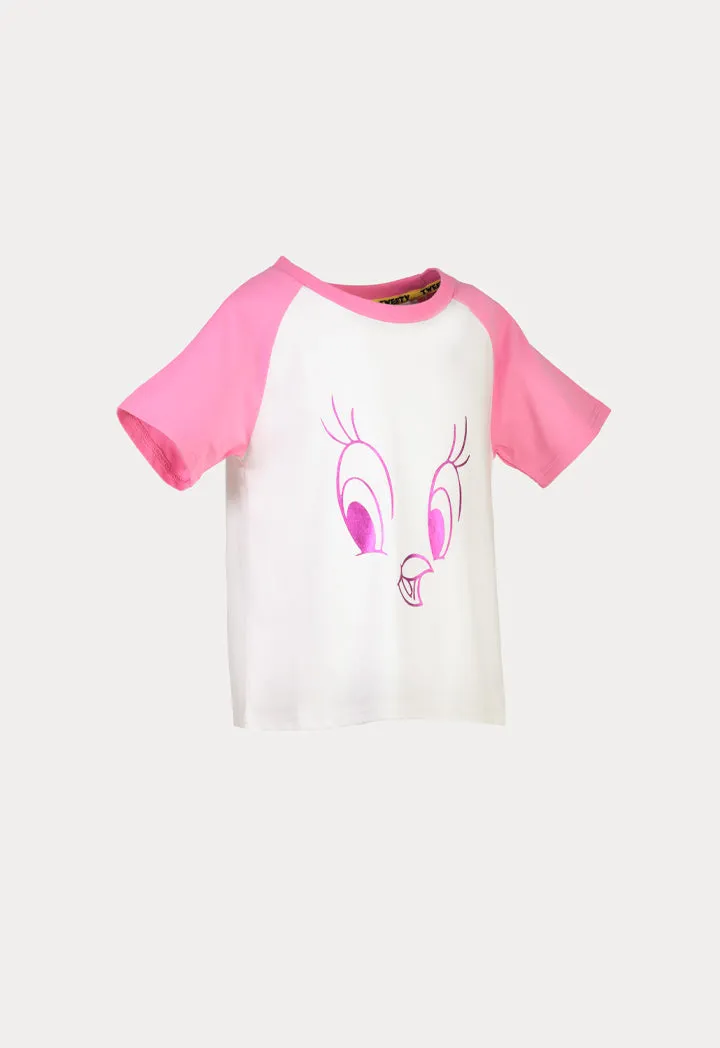 Tweety Bird Digital Silhouette Outline Print T-Shirt